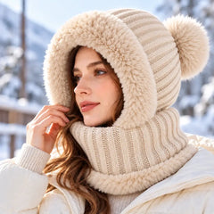 🧣❄️ Gorro de Punto 3 en 1 para Mujer | Bufanda, Cuello y Mascarilla Integrados | Forro Polar, Orejeras y Protección contra el Viento para Ciclismo 🚴‍♀️