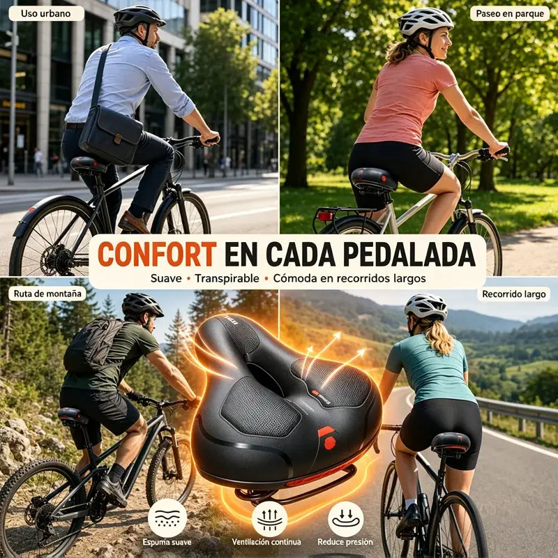 🚴‍♂️💨 Sillín de Bicicleta Ancho con Diseño Hueco – Asiento Transpirable con Bolas de Amortiguación para Máxima Comodidad 🛡️