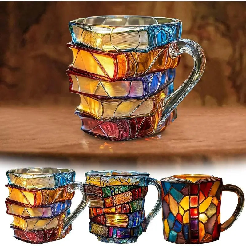 【30%OFF】📚 Taza de café pintada en 3D con forma de libro.