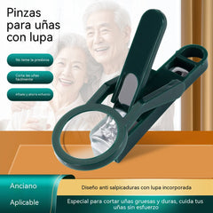 ⏳ 【Compra uno y llévate otro gratis】🔍 Cortaúñas con lupa, resistente a salpicaduras y portátil, ideal para ancianos y niños.