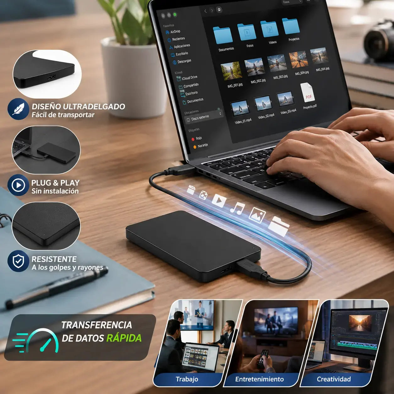 【4TB】 Actualiza a un disco duro externo portátil/disco duro mecánico de mayor capacidad.