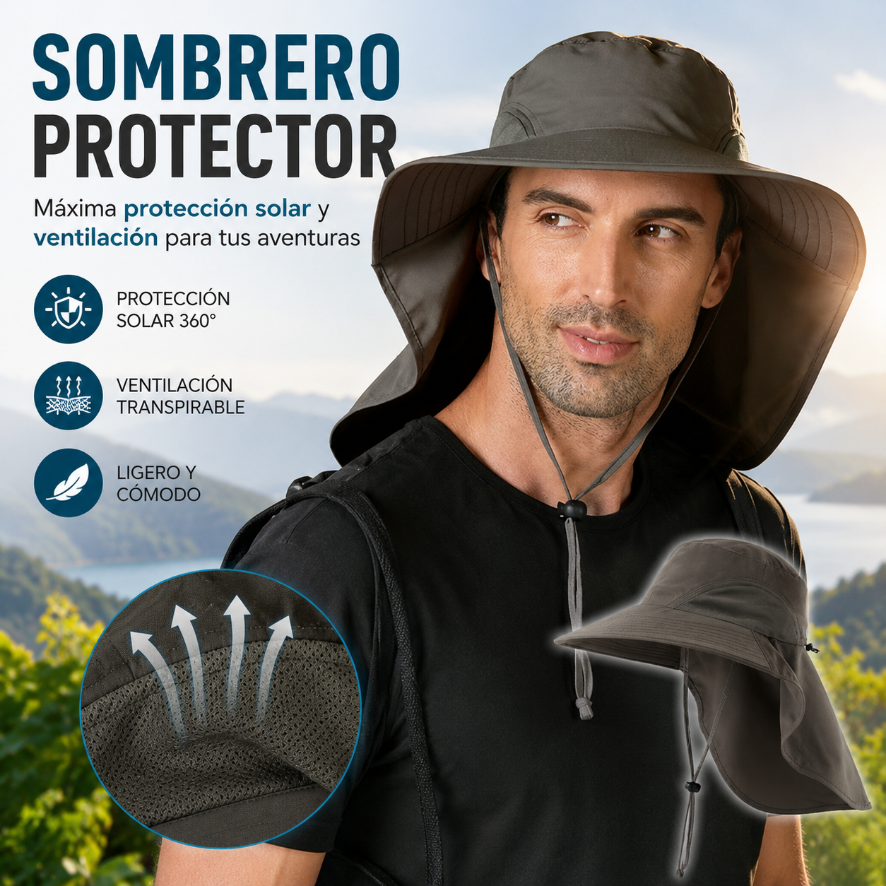🔥【Compre 1 y obtenga 1 gratis】Sombrero protector universal para pesca al aire libre