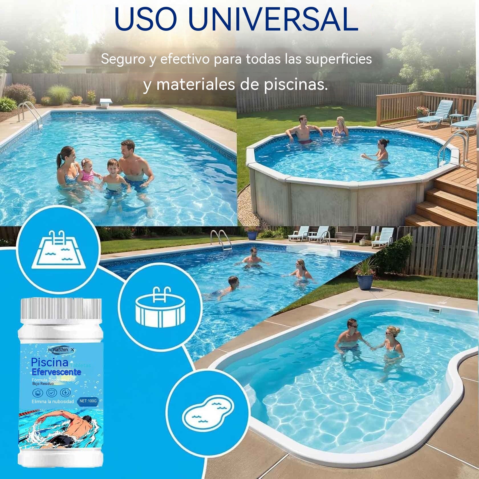🔥Compre 1 y obtenga 1 gratis（2 botella）Pastillas efervescentes para la limpieza de piscinas