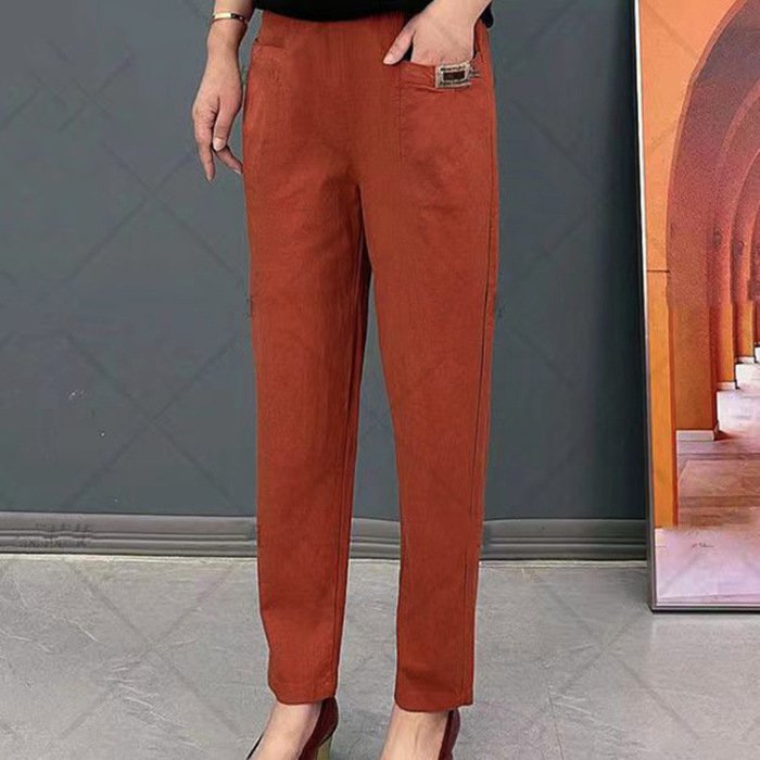 🔥【Ofertas especiales】【M-6XL】Pantalones casuales versátiles microelásticos de talla grande para mujer
