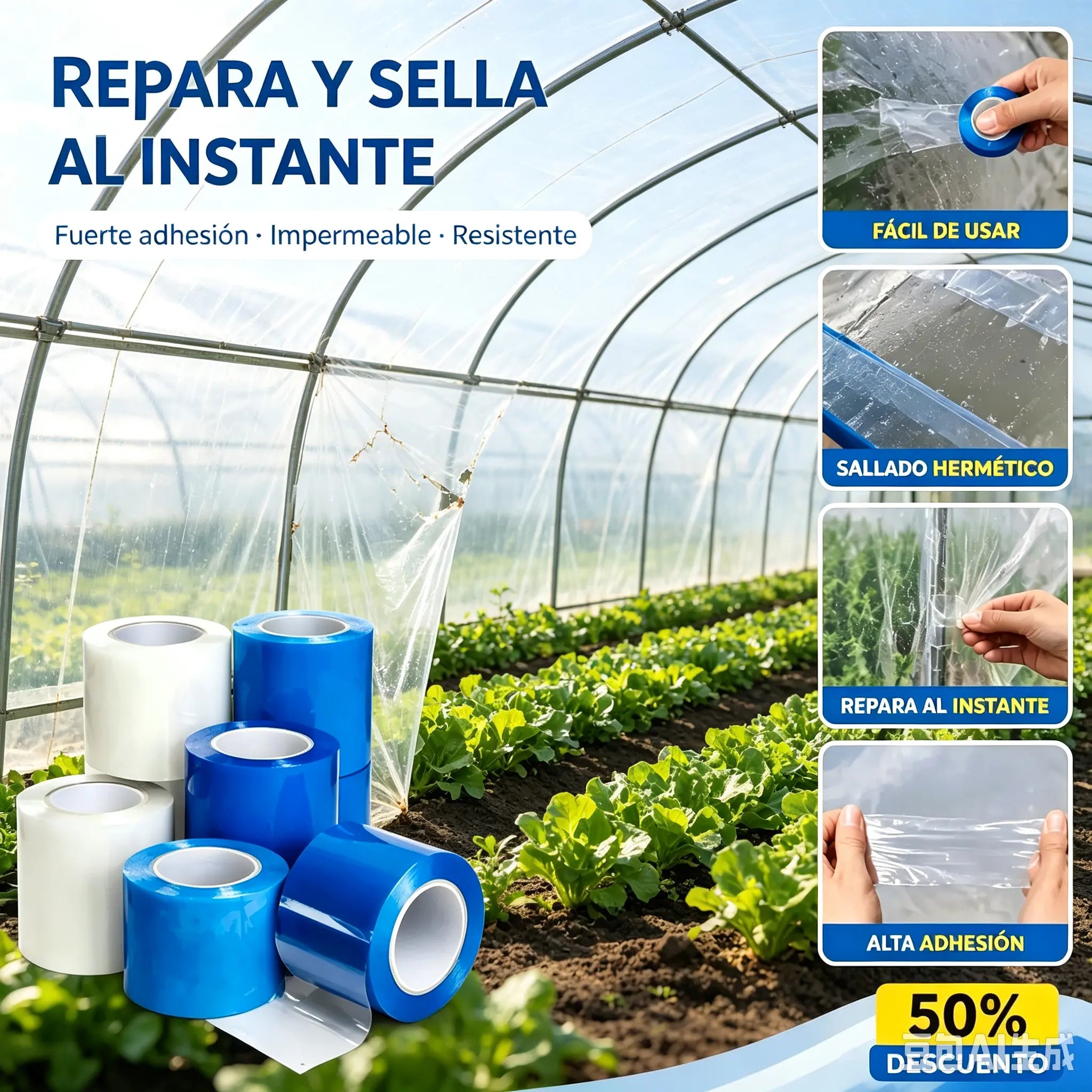 🌳👍👍Cinta de reparación de invernaderos de verduras, cinta de reparación de película plástica