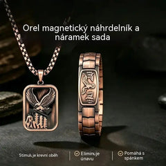 🔥【Náramek + náhrdelník】Pánský magnetický náramek s motivem orla