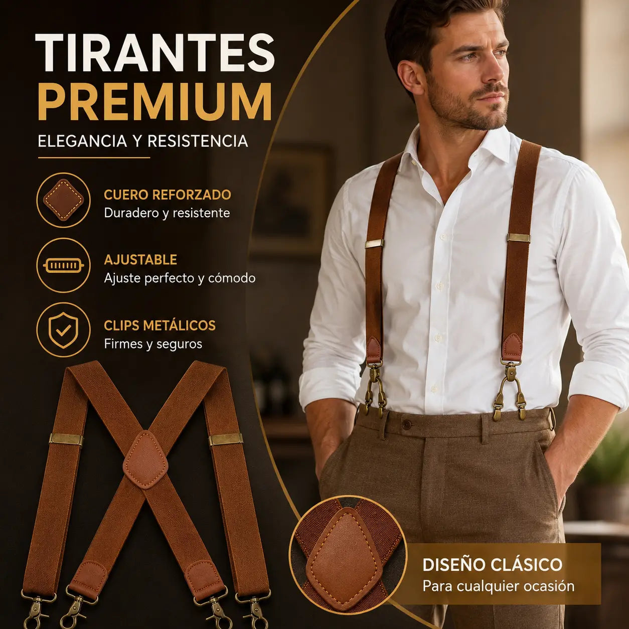 📢📢 ¡50% DE DESCUENTO! ⏰ Tirantes cruzados para hombre con ganchos