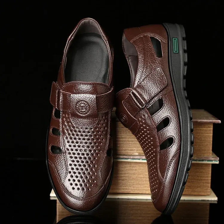 💥（39-44）Sandalias de verano de piel auténtica transpirables para hombre