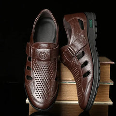 💥（39-44）Sandalias de verano de piel auténtica transpirables para hombre