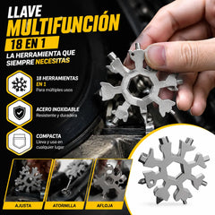 🔥【Compra 2 y llévate 2 gratis】🔧🔩 Llave inglesa portátil 18 en 1 con forma de copo de nieve