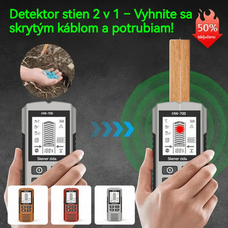 🔍Multifunkčný detektor kovov, dreva a káblov; bezpečne a presne lokalizuje skryté potrubia a káble.