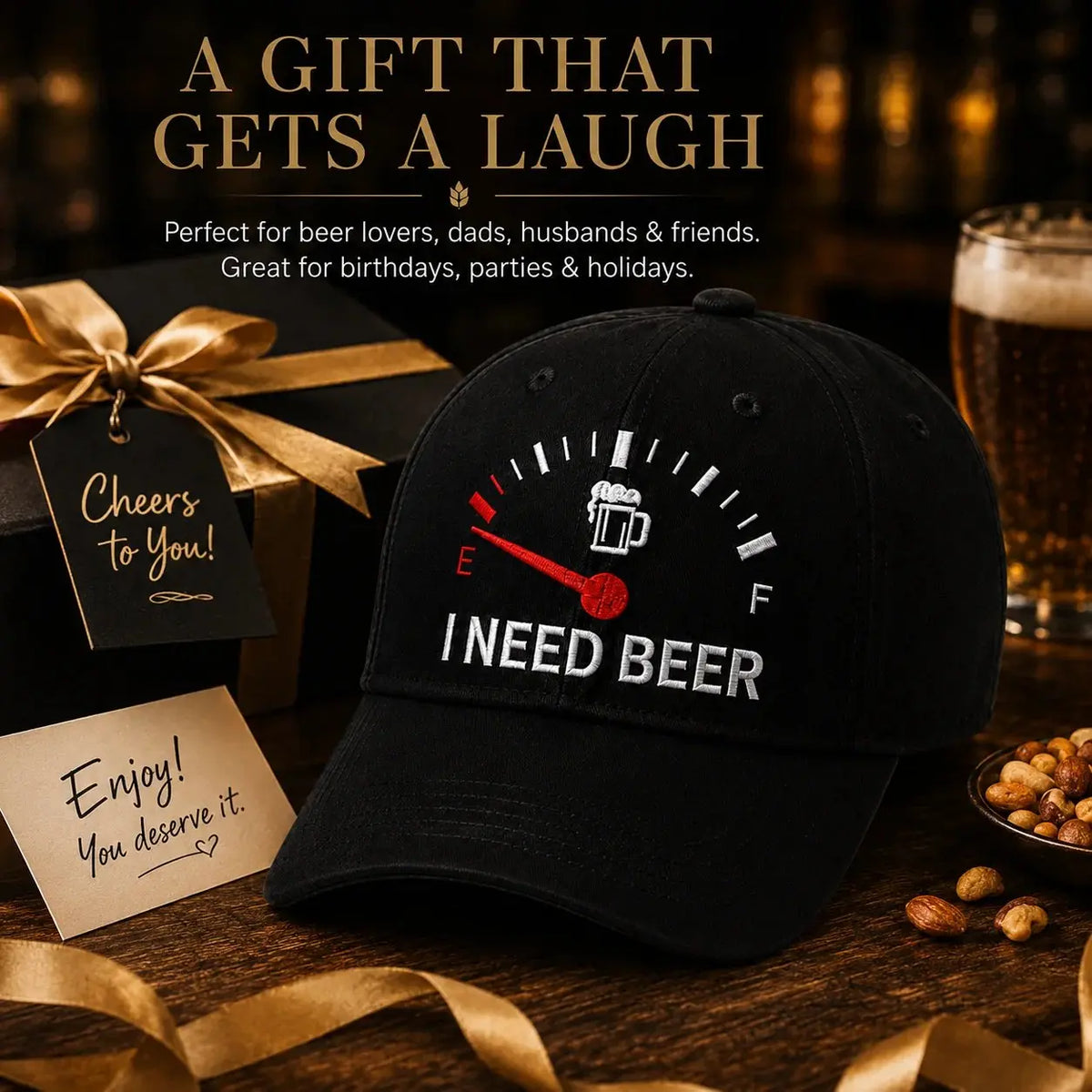 🔥 ZADNJI DAN S 50% POPUSTOM - 🍺 Vezena kapa "POTREBUJEM PIVO" - Unisex spominska kapa 🧢