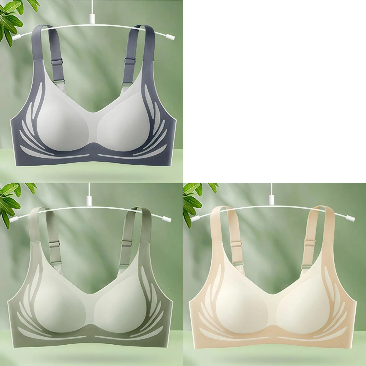 😍【Paquete de 3】Sujetador de una pieza sin aros para mujer❤️【40-85 kg】
