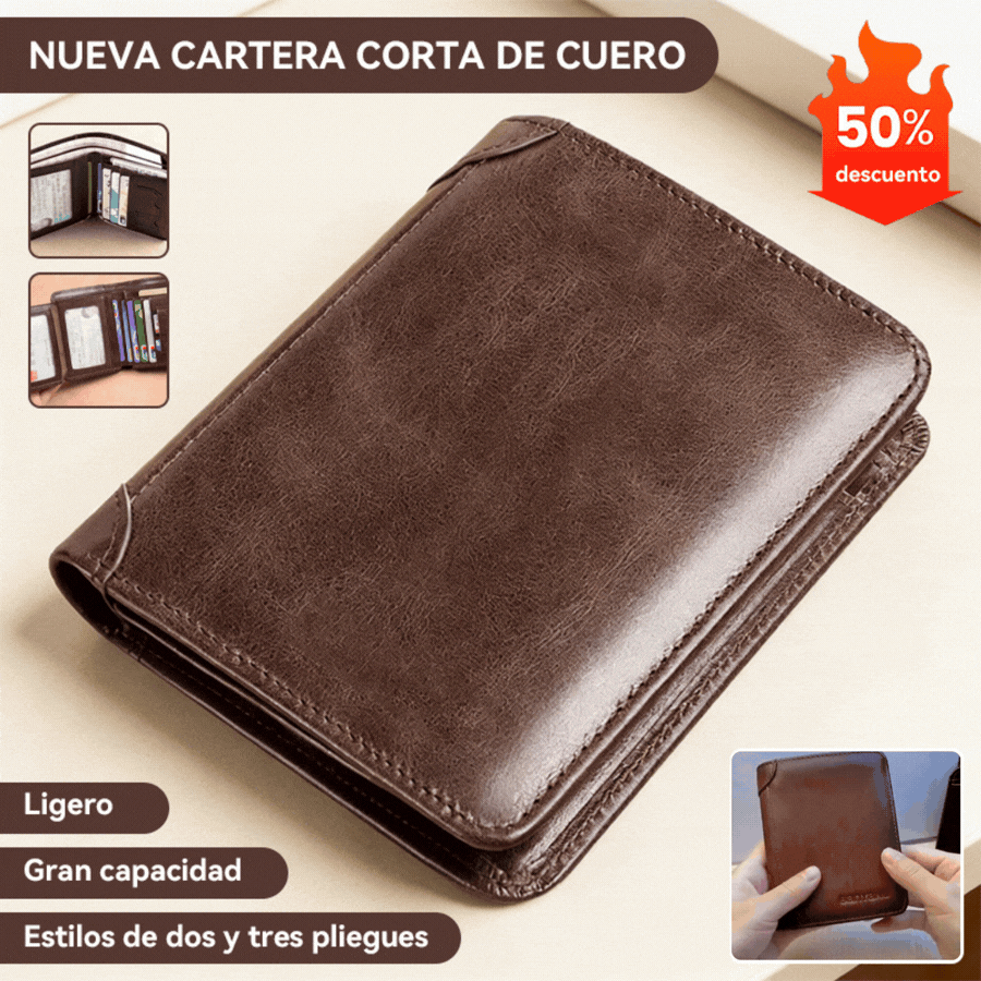 👝✨ Nueva cartera para hombre de piel auténtica con sistema antirrobo.
