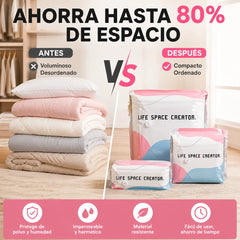 🧳【Juego de 5 piezas】💨 Bolsa de almacenamiento al vacío grande y compresible: no requiere bomba, es a prueba de fugas e ideal para ahorrar espacio en maletas y en casa ✈️