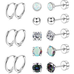 ✨【8 Pares】Pendientes de Acero Quirúrgico Hipoalergénicos – Cómodos, Elegantes y Perfectos para Uso Diario 💎
