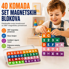 📢📢40% popusta samo ograničeno vrijeme! 【40 građevinskih blokova + kutija za pohranu】⏰Magnetski građevinski blokovi sa slovima i brojevima za djecu