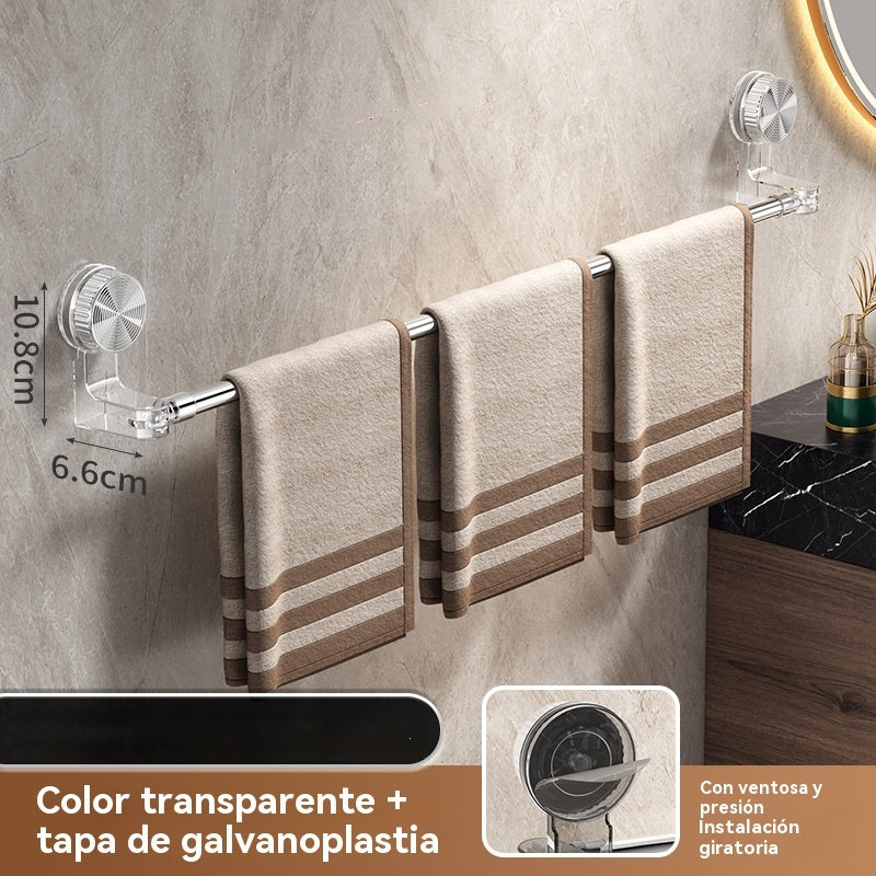 🚿Diseño ligero y sin perforaciones —Toallero retráctil con ventosa