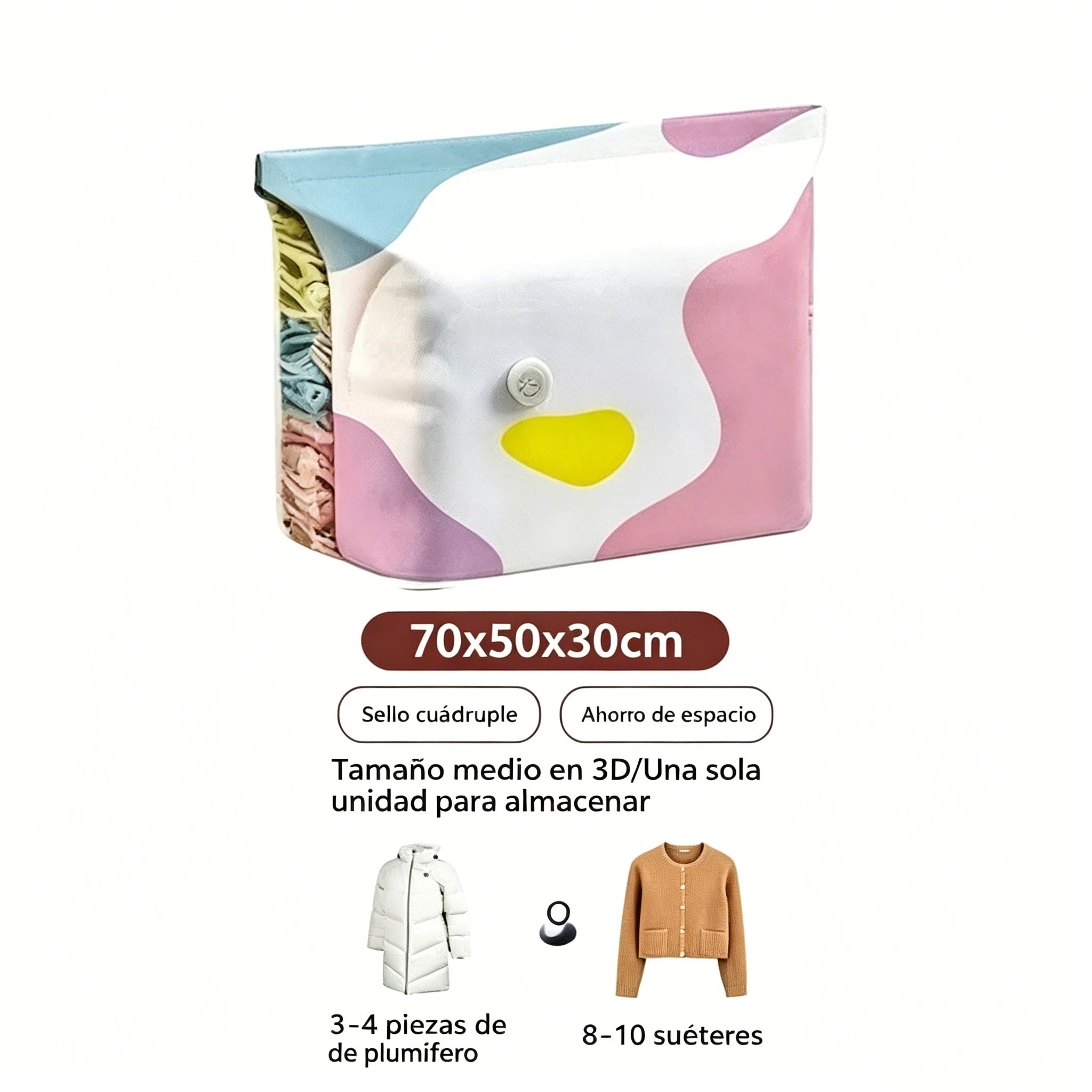 👕📦【5 piezas】Bolsas de compresión para guardar ropa, no requieren vacío, diseño reforzado.