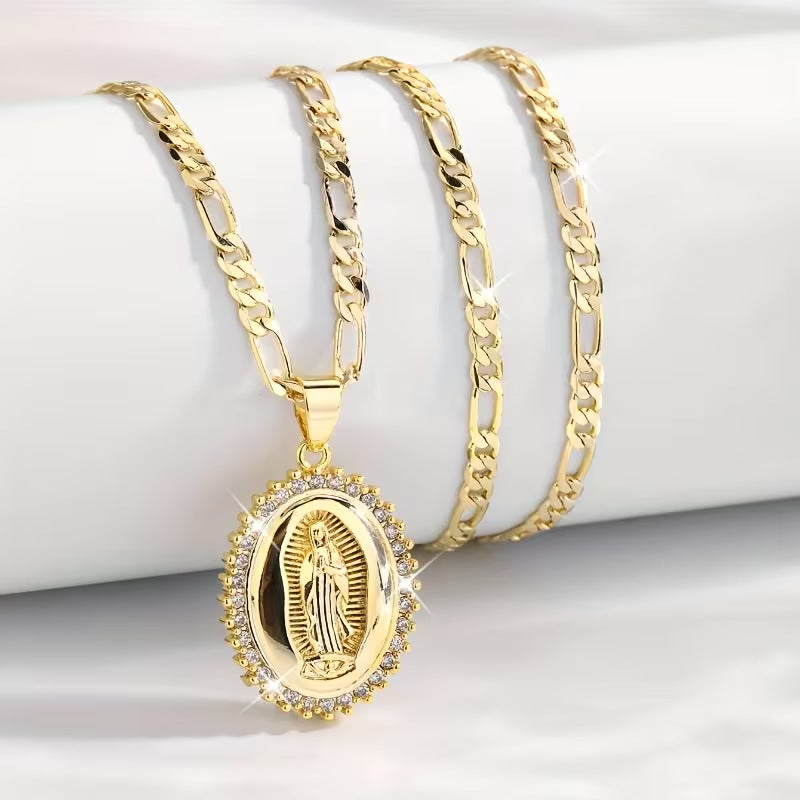 🔥【Compra 1 y llévate 1 gratis】Colgante de la Virgen María en acero inoxidable color dorado