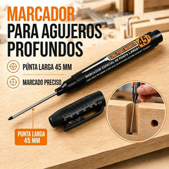🖊️🔩【Juego de 10】Rotuladores de punta larga 45 mm para agujeros profundos – Recargables y reutilizables – Ideales para obra, azulejos y carpintería 🏗️✨