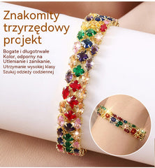 ✨Bransoletka w stylu boho z kolorową, geometryczną cyrkonią sześcienną