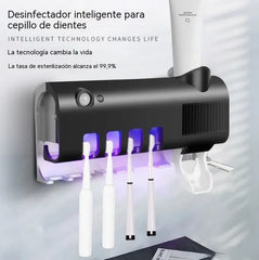 🔥1 pieza 27 euros🦷 Esterilizador de cepillos de dientes UV de pared - Sin taladro - Soporte de baño 3 en 1 🚿