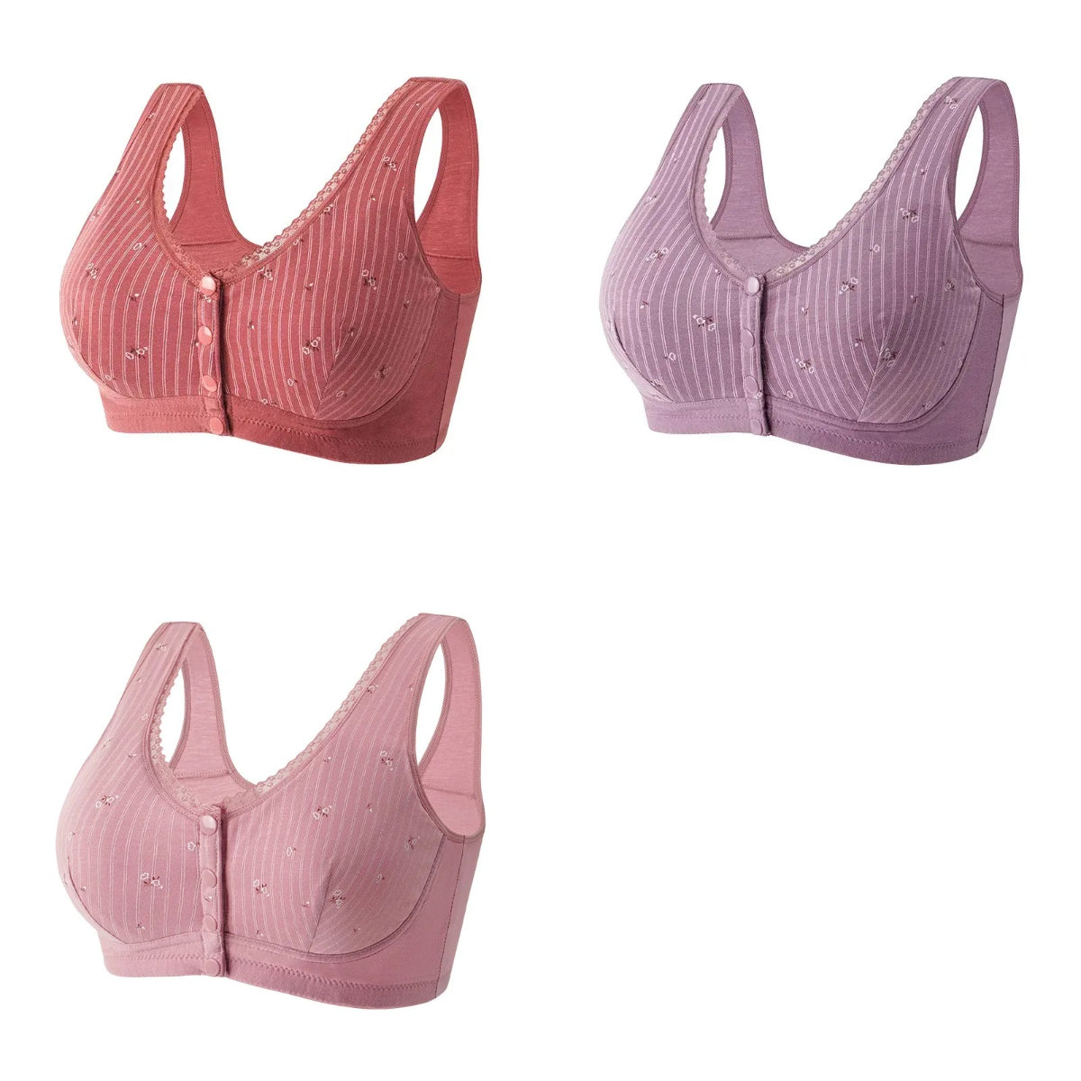 【3 piezas】👙✨ Sujetador suave sin aros con cierre frontal – cómodo, transpirable y perfecto para mujeres maduras