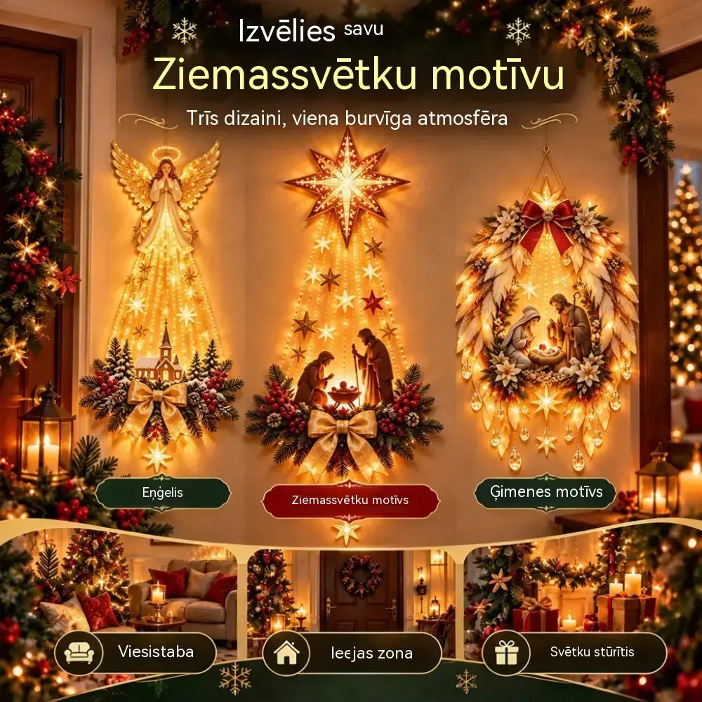 ✨🕯️ Izgaismojama sienas Kristus piedzimšanas ainas dekorācija | Kristus piedzimšanas aina ar LED gaismām | Ziemassvētku mājas dekors 🏠