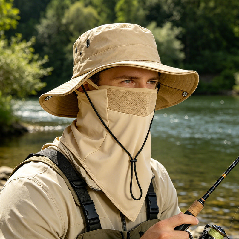 Gorro de pescador transpirable con mascarilla facial desmontable