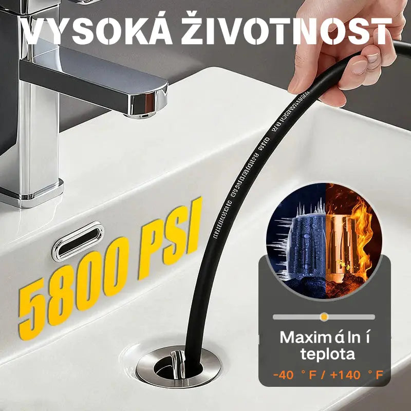 Kit de limpieza de desagües de 5800 PSI: boquilla y manguera de alta presión para desagües/tuberías obstruidas.