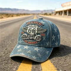🧢🌟 Podesiva retro Route 66 bejzbolska kapa savršen je izbor za ljubitelje biciklizma.
