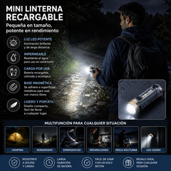 ✨☀️Una linterna compacta de alta intensidad con luz lateral multifuncional. Se carga rápidamente mediante USB-C, es portátil y tiene una batería de larga duración.