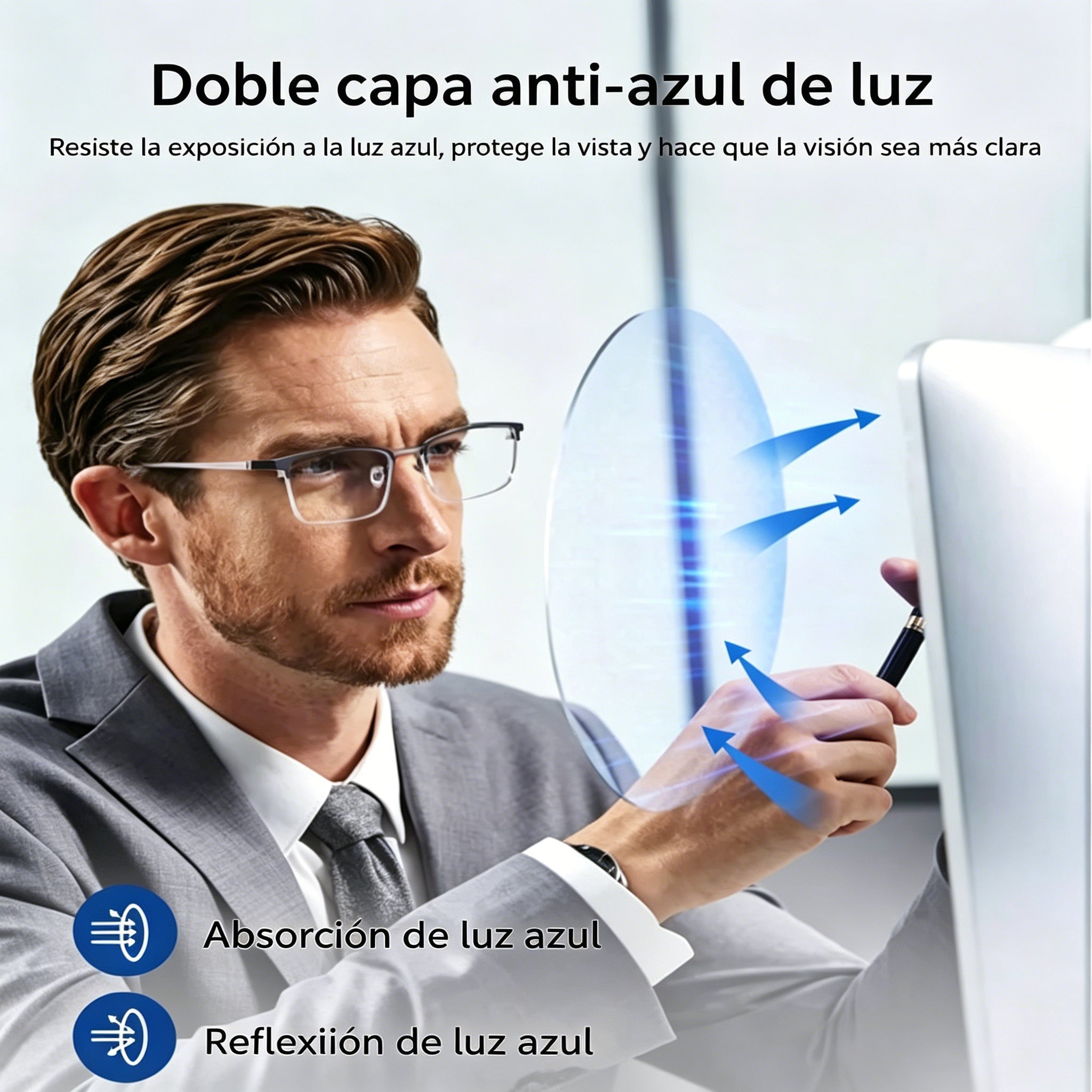 Gafas inteligentes con zoom automático contra la luz azul