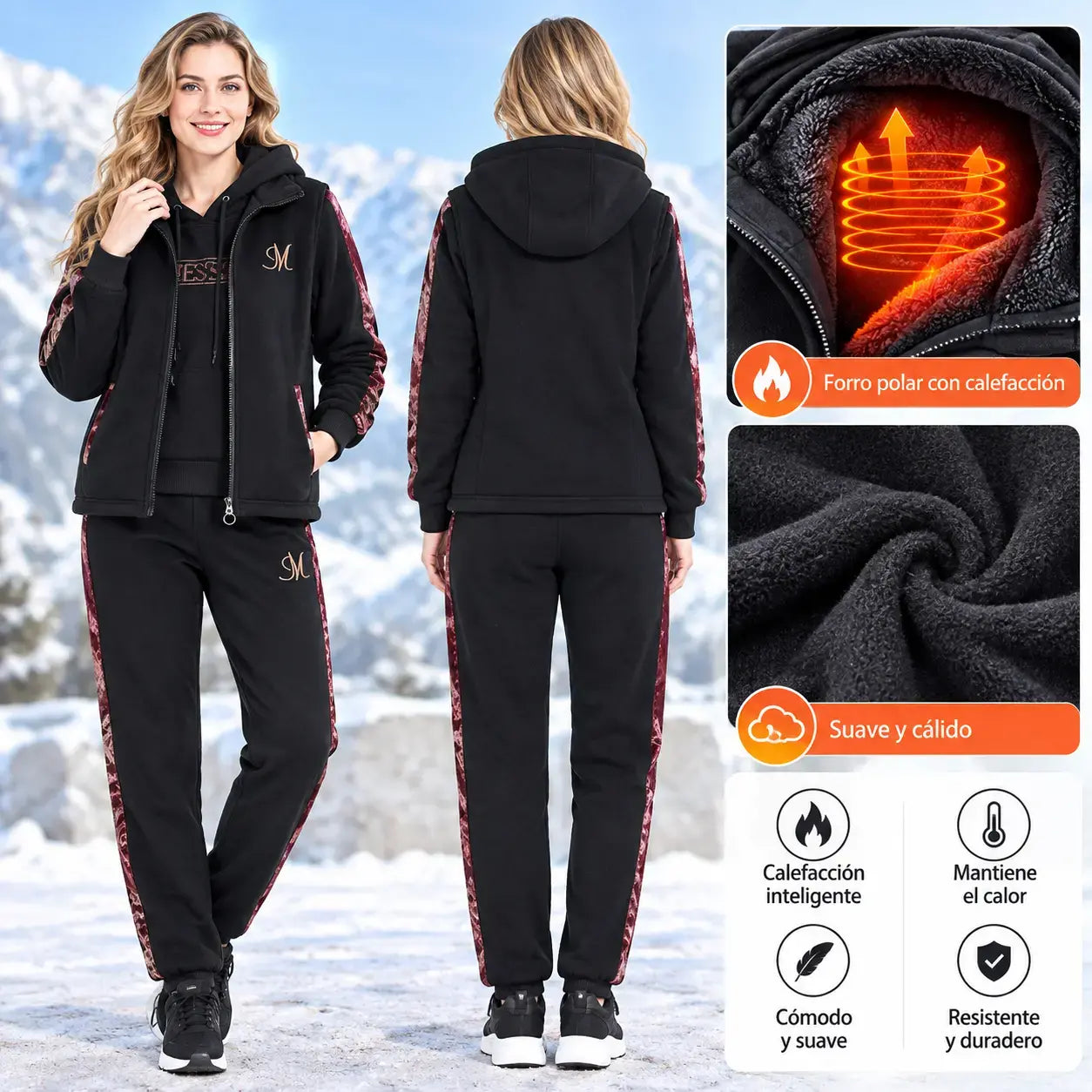 🔥【pantalón + suéter + chaqueta】Nuevo conjunto deportivo y casual de otoño/invierno 2026, acolchado y grueso.