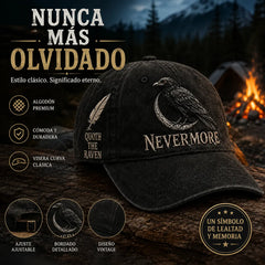 🐦‍⬛🧢 Gorra vintage Nevermore Raven | Sombrero gótico para amantes de las aves(Circunferencia de la cabeza aproximada: 56-60 cm)