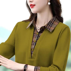 🔥2025 nueva camisa de dos piezas falsa con costura a cuadros a la moda de otoño