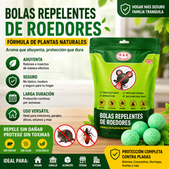 🌿✨【50 bolas】Potentes bolas repelentes de roedores e insectos, con ingredientes de origen vegetal, seguras para humanos y mascotas.