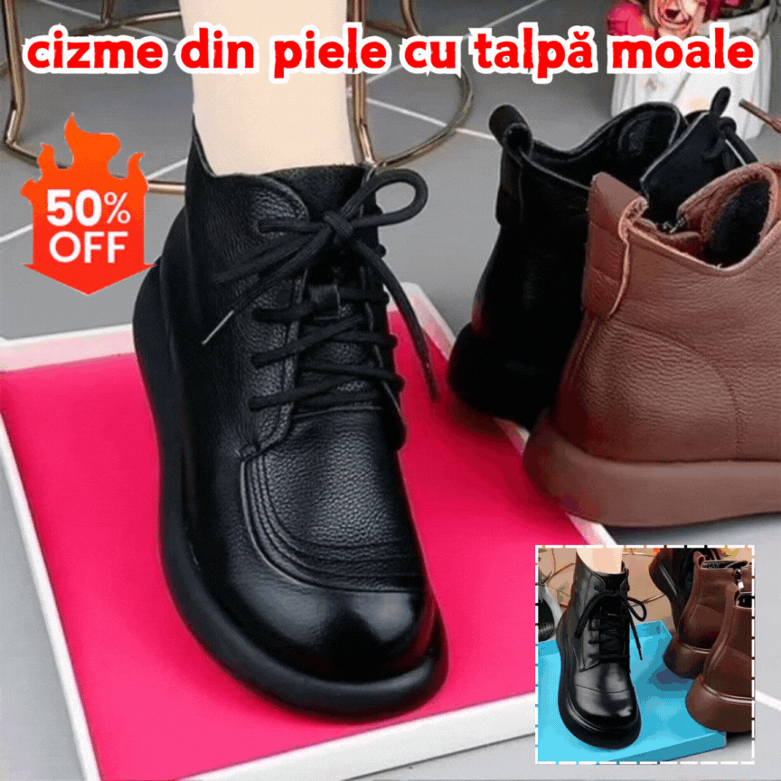 🔥【35-40】Botas ortopédicas de cuero para mujer, tallas grandes, 2025