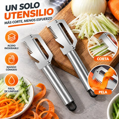 ✅【¡Compra 1 y llévate 1 gratis!】🧅🔪 Pelador de cocina multifuncional 3 en 1: ¡Pela, corta y abre tapones de botellas! 🔥