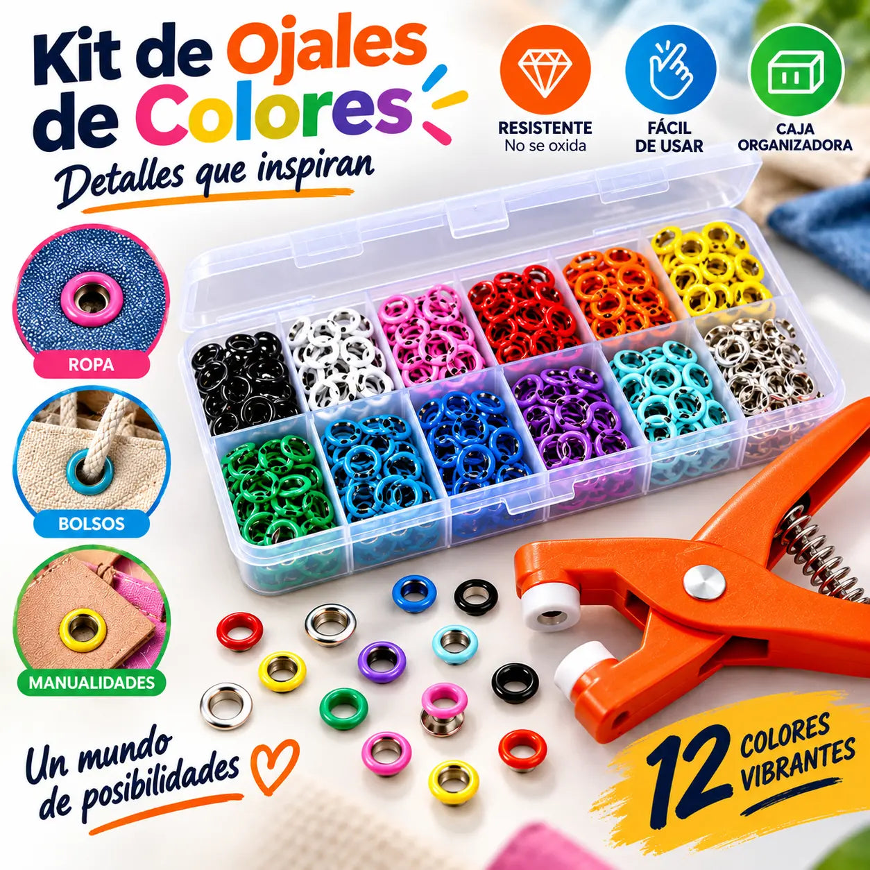 👕Alicates de instalación + 150 botones🧵 Pinza para Colocar Botones sin Coser + 150 Botones Incluidos – ¡Repara tu Ropa en Segundos! ✨