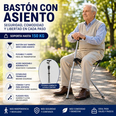 ✨Bastón plegable 2 en 1 con asiento, resistente a caídas, plegable y portátil✅ Ideal para senderismo o para que lo usen personas mayores en sus viajes.