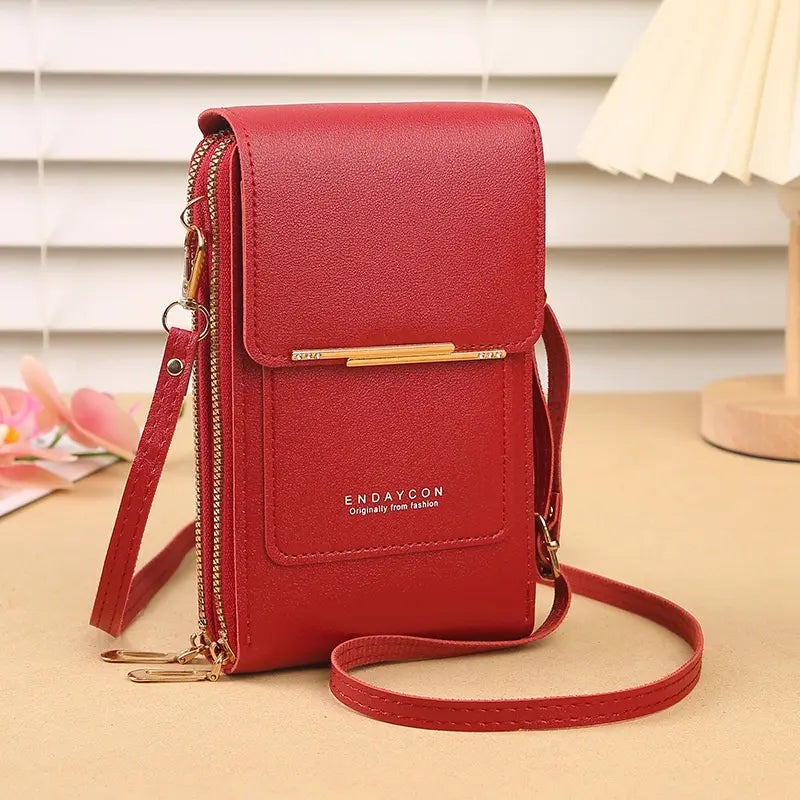📢 ¡50% de descuento! 👜 Bolso bandolera pequeño de piel auténtica para mujer, compatible con dispositivos con pantalla táctil.