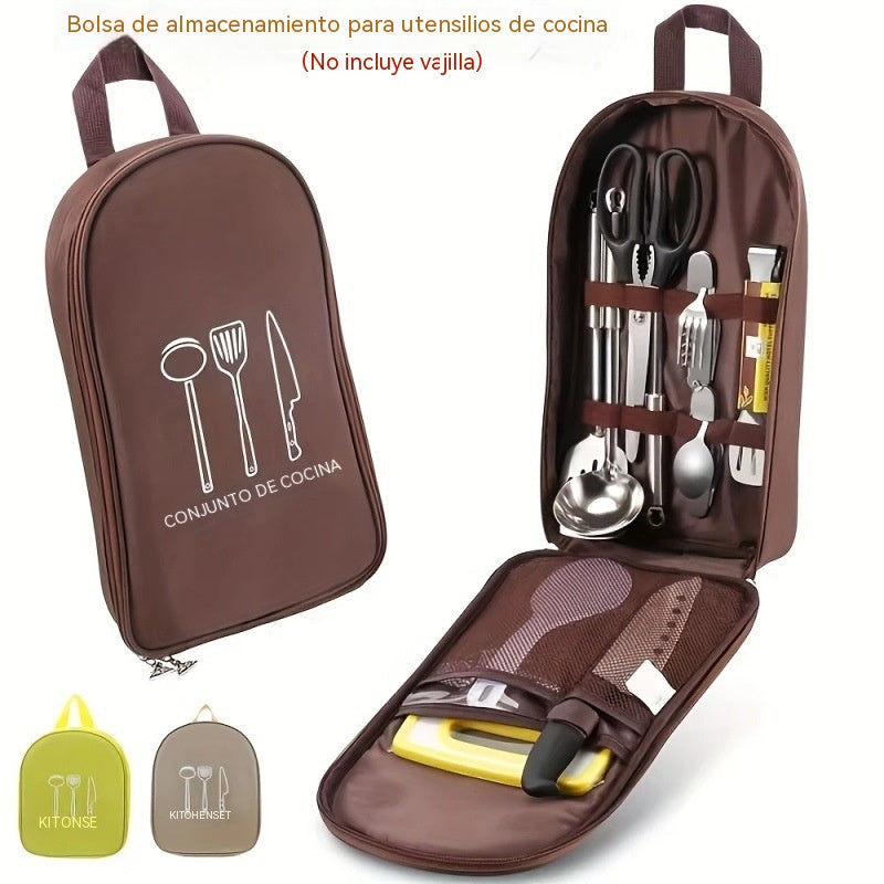 Bolsa de almacenamiento portátil para utensilios de cocina de exterior