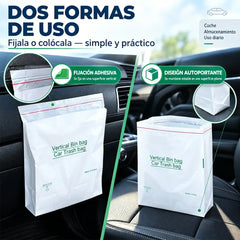 🚗🗑️ Set de 100 Bolsas de Basura Autoestables con Cinta Adhesiva | Impermeables, sin Fugas | para Coche, Hogar y Oficina ✨