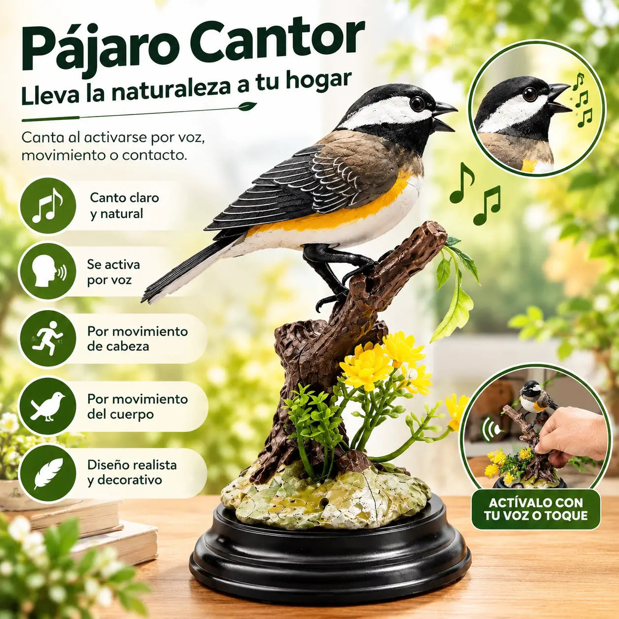 🦜🐦🐦【Ventas calientes recientes】Adornos de pájaros creativos, lindos y controlados por voz para decoración de escritorio de habitación.
