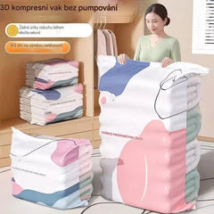 🧳【Sada 5 kusů】💨 Velký, stlačitelný vakuový úložný sáček: není potřeba pumpička, nepropustný a ideální pro úsporu místa v kufrech i doma ✈️