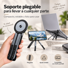 📱💻🧲 Soporte Magnético 3 en 1 de Aleación de Aluminio | Universal para Tablet, Móvil y Portátil | Plegable y Portátil ✨