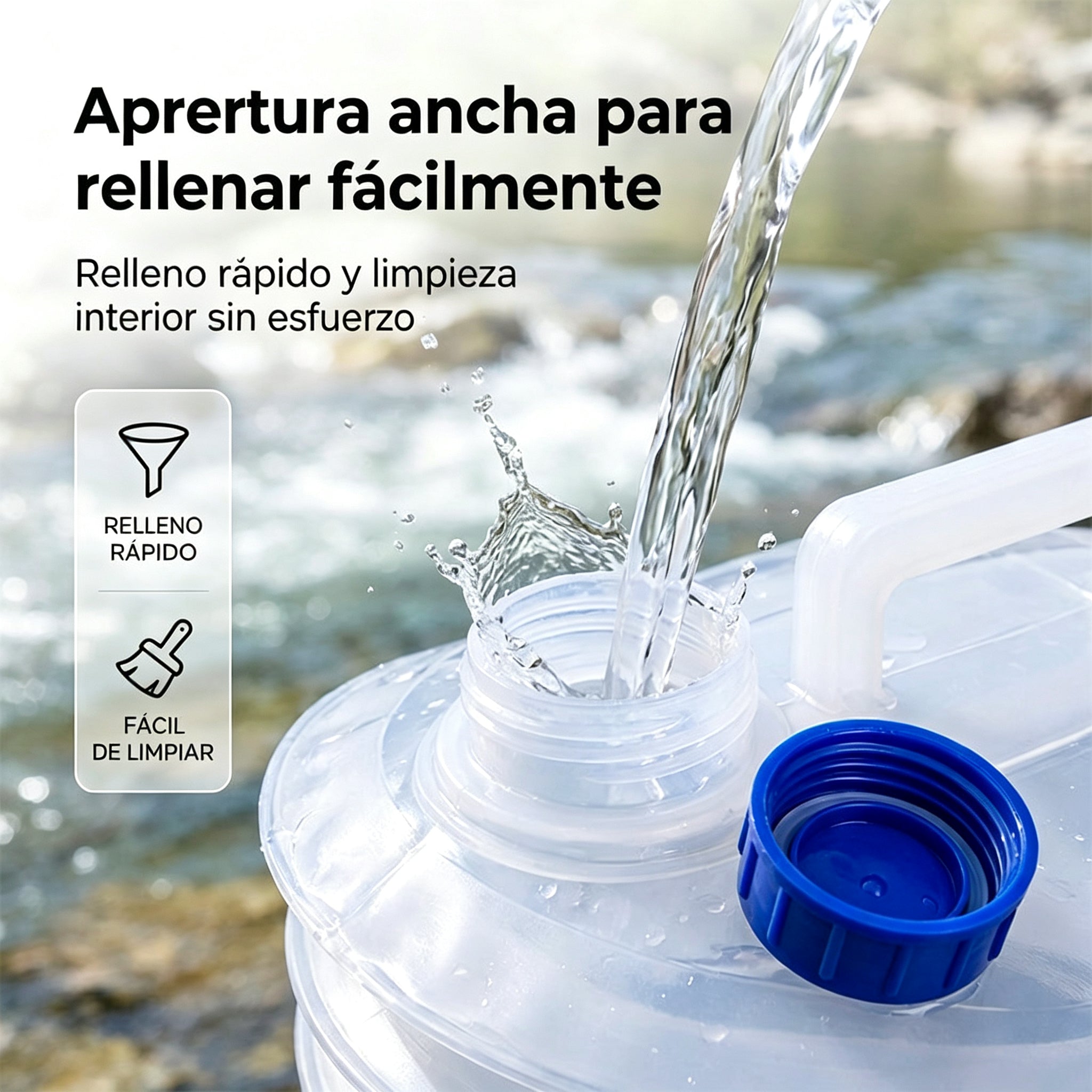 💧🚰 Contenedor de agua plegable con grifo – 5 litros de capacidad, compacto y práctico, ideal para acampar 🏕️✨