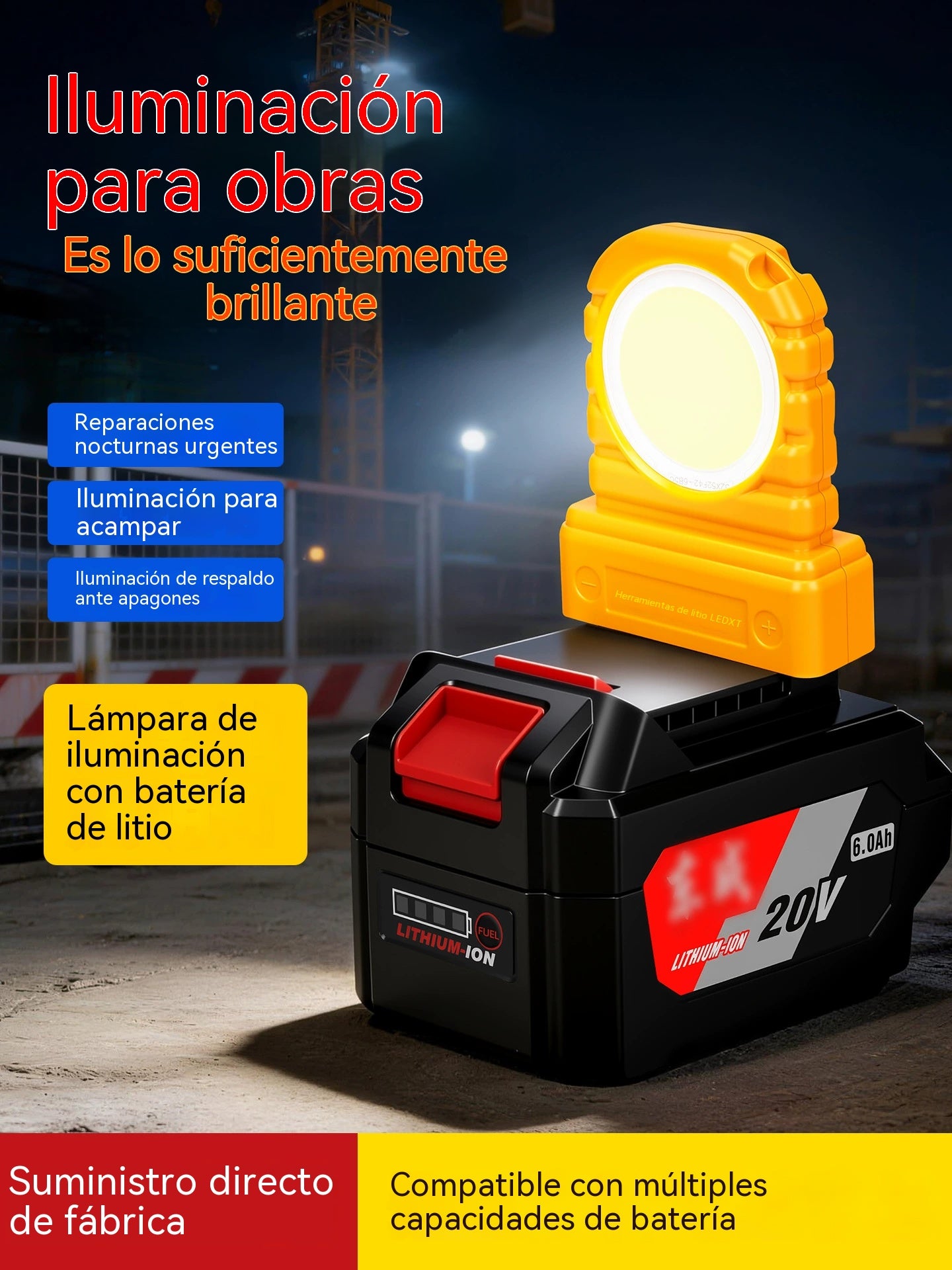 3 unidades 26€-- Luz LED de uso general compatible con varios tipos de baterías de litio.